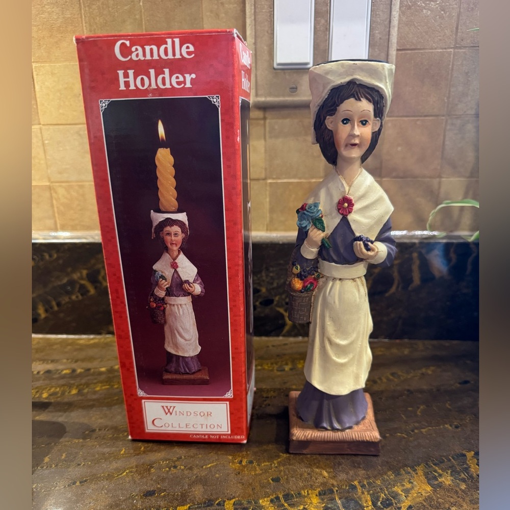 NIB Pilgrim Woman Candle Stick Holder Windsor Collection -candle Not included